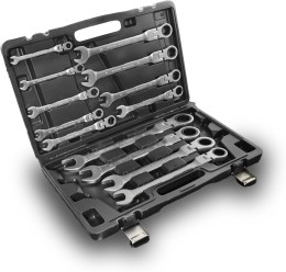 Klucze płasko-oczkowe łamane z grzechotką 13 elementów