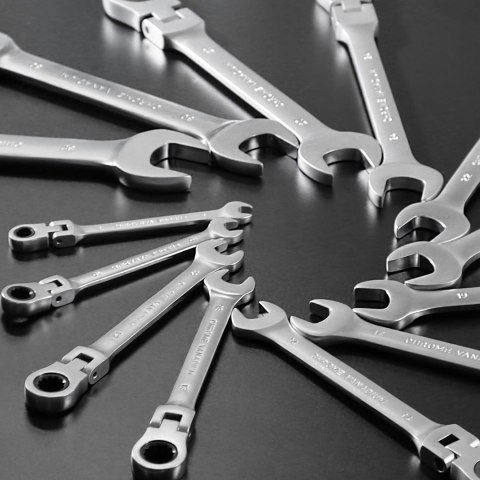 Klucze płasko-oczkowe łamane z grzechotką 13 elementów