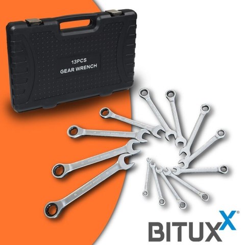 Klucze płasko-oczkowe z grzechotką 13 elementów