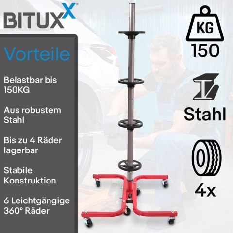 Stalowy stojak na 4 koła opony do 150kg 245mm Czerwony