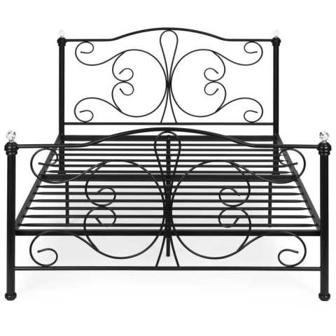 ŁÓŻKO metalowe 140x200 cm ze stelażem CZARNE KLASYCZNE