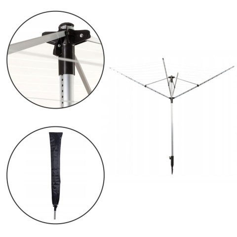 Suszarka ogrodowa na pranie 60 m powierzchni suszenia świder do montażu + pokrowiec gratis MultiGarden