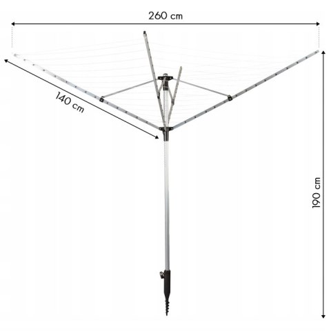 Suszarka ogrodowa na pranie 60 m powierzchni suszenia świder do montażu + pokrowiec gratis MultiGarden