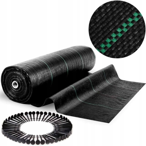 AGROWŁÓKNINA Ogrodowa 1,6m x 100m 90g/m2 + 100 szpilek Czarna