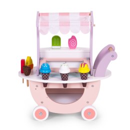 Drewniany wózek lodziarnia dla dzieci sklep 12 elementów ECOTOYS