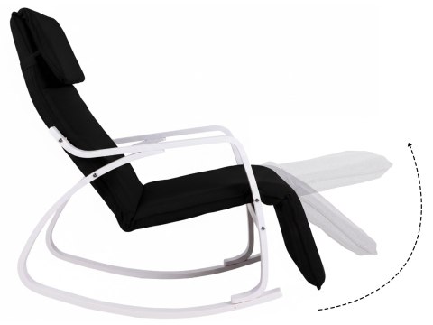 Fotel bujany regulowany podnóżek biało czarny ModernHome