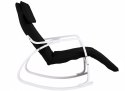 Fotel bujany regulowany podnóżek biało czarny ModernHome