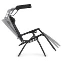 Leżak ogrodowy plażowy regulacja oparcia ruchomy daszek MultiGarden - czarny
