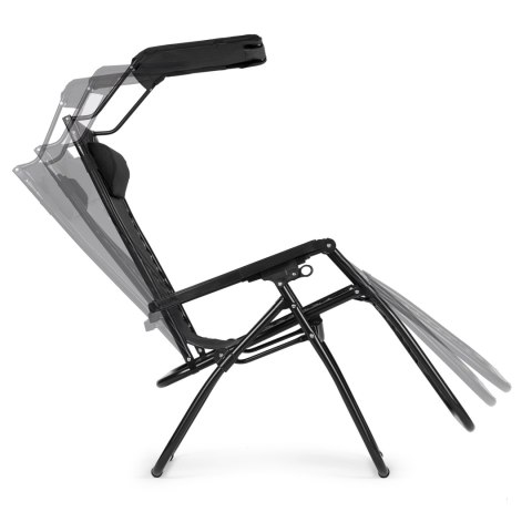 Leżak ogrodowy plażowy regulacja oparcia ruchomy daszek MultiGarden - czarny