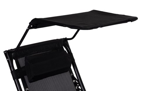 Leżak ogrodowy plażowy regulacja oparcia ruchomy daszek MultiGarden - czarny