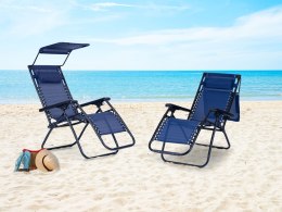 Leżak ogrodowy plażowy regulacja oparcia ruchomy daszek MultiGarden - niebieski