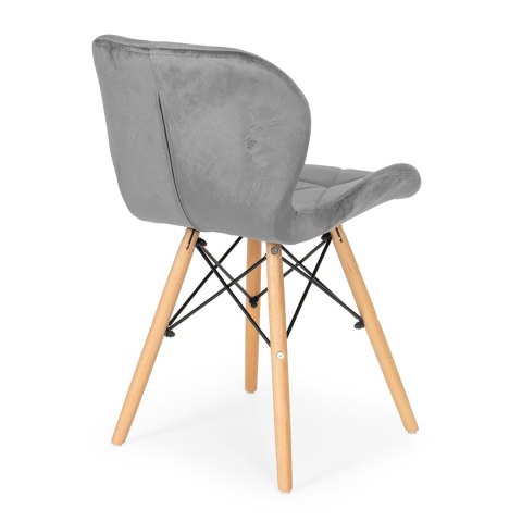 Komplet 4 krzeseł welurowych do jadalni i salonu szare ModernHome