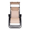 Leżak ogrodowy plażowy regulacja oparcia ruchomy daszek MultiGarden - beżowy