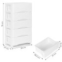 Regał z 5 wysuwanymi szufladami nogi z kółkami biały ModernHome