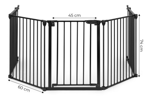 Bramka kojec barierka ochronna dla dzieci i zwierząt 5 paneli 60 cm metal czarny ECOTOYS