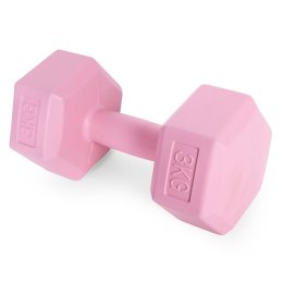 Hantle sześciokątne zestaw 2x3 kg ciężarki do ćwiczeń obciążniki fitness różowe ModernHome