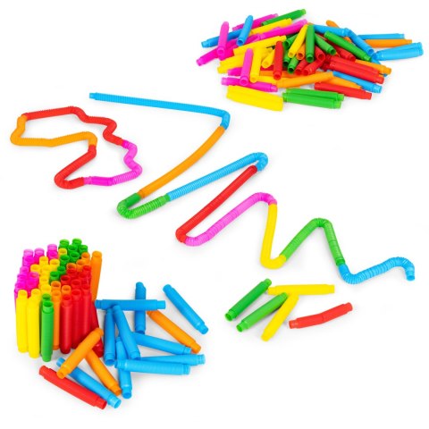 Kolorowe rurki sensoryczne pop tube dla dzieci tuby antystresowe do łączenia 60 sztuk