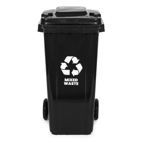 Kosz na śmieci pojemnik 120L kubeł śmietnik czarny odpady zmieszane gumowe koła