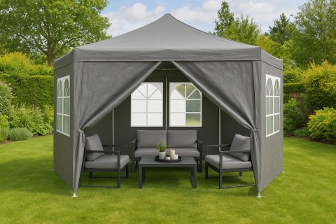 Namiot pawilon ogrodowy handlowy 2x2x2 m z oknami szary MultiGarden