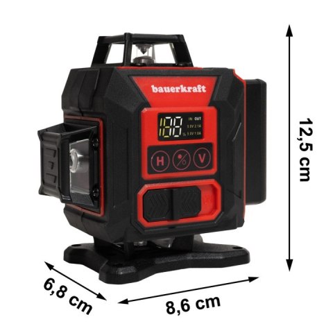 Poziomica laserowa płaszczyznowa zielony laser krzyżowy 360° 4D 16 linii