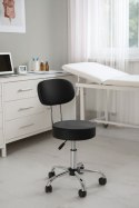 Stołek obrotowy z oparciem taboret kosmetyczny medyczny fotel regulowany czarny ModernHome