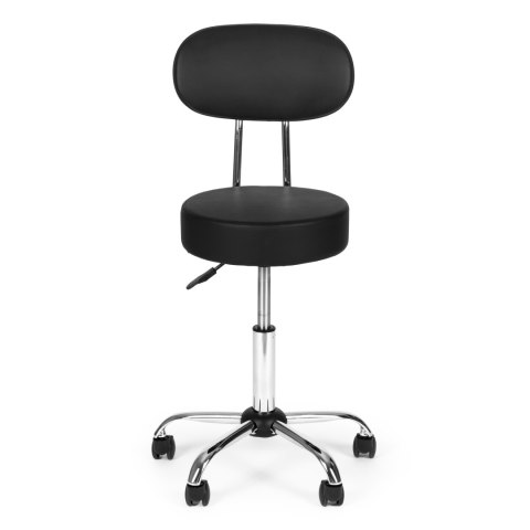 Stołek obrotowy z oparciem taboret kosmetyczny medyczny fotel regulowany czarny ModernHome
