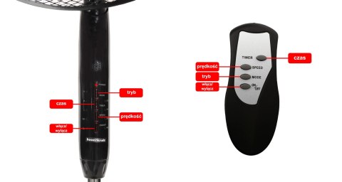 Wentylator podłogowy wiatrak stojący 45W 3 tryby pracy 5 łopatek timer pilot