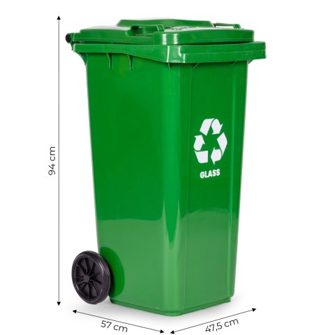 Zestaw 5 koszy na śmieci pojemniki 5x120L niebieski zielony żółty czarny brązowy makulatura szkło plastik odpady zmieszane BIO g