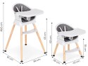 Fotelik krzesełko do karmienia dzieci 6w1 pikowane poszycie tacka szary ECOTOYS