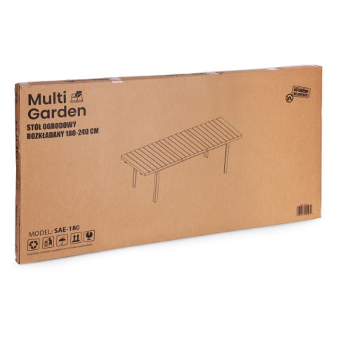 Stół ogrodowy rozkładany 180-240 cm do 12 os. stal HDPE beżowy MultiGarden