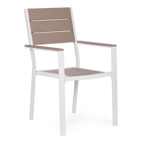 Zestaw 2 krzeseł ogrodowych na taras balkon stal HDPE beżowe białe MultiGarden