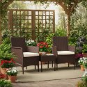 Zestaw mebli ogrodowych 2 fotele + stolik szkło hartowane brązowy MultiGarden