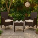 Zestaw mebli ogrodowych 2 fotele + stolik szkło hartowane brązowy MultiGarden
