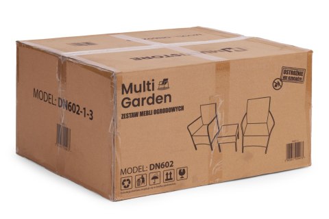 Zestaw mebli ogrodowych 2 fotele + stolik szkło hartowane brązowy MultiGarden