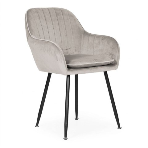 Krzesło tapicerowane welurowe nowoczesne do jadalni salonu jasny szary ModernHome