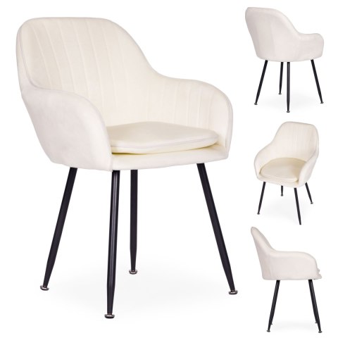 Krzesło tapicerowane welurowe nowoczesne do jadalni salonu kremowe ModernHome