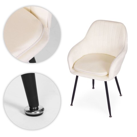 Krzesło tapicerowane welurowe nowoczesne do jadalni salonu kremowe ModernHome