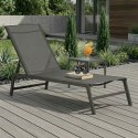 Leżak ogrodowy plażowy leżanka regulacja oparcia stalowa konstrukcja szary MultiGarden