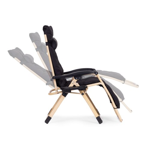 Leżak ogrodowy plażowy z poduszką zagłówkiem regulacja czarny złota rama MultiGarden