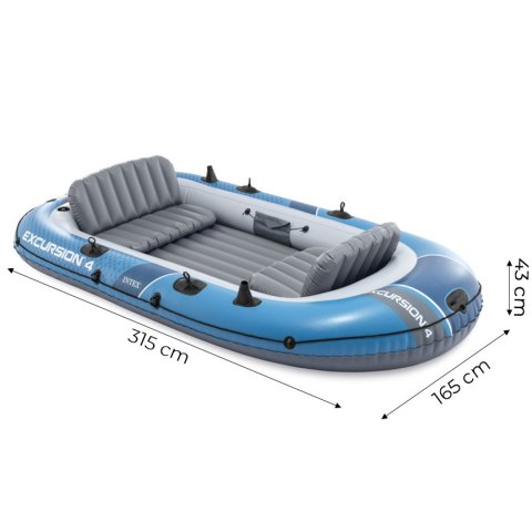 Ponton dmuchany Excursion 4 4-osobowy pompka 2 wiosła torba INTEX 66324