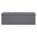 Pufa pikowana 111x38 cm ze schowkiem tapicerowana ława skrzynia ciemnoszara ModernHome