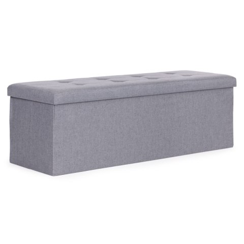 Pufa pikowana 111x38 cm ze schowkiem tapicerowana ława skrzynia jasnoszara ModernHome