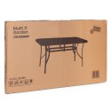 Stół ogrodowy 140x80 cm szkło hartowane otwór na parasol czarny MultiGarden