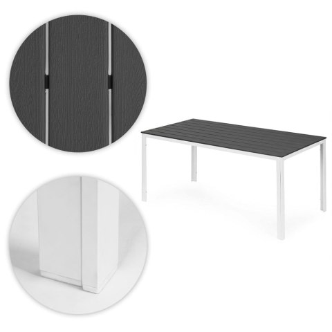 Stół ogrodowy 6-osobowy 156x78 cm polywood meble na taras szare białe MultiGarden