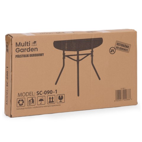 Stolik półokrągły szklany kawowy na balkon taras patio czarny MultiGarden