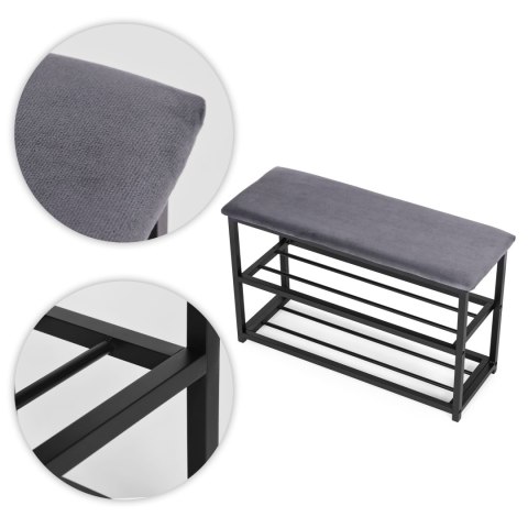 Szafka na buty z siedziskiem regał ławka tapicerowana 80 cm 2 półki ModernHome