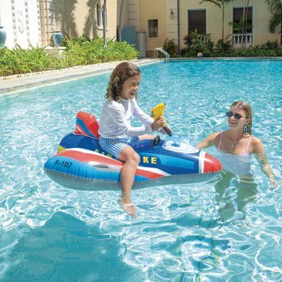 Dmuchany myśliwiec do pływania dla dzieci samolot z działkiem wodnym INTEX 57531-BLUE