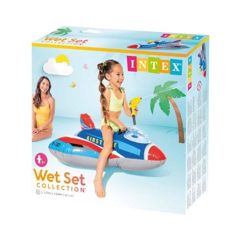 Dmuchany myśliwiec do pływania dla dzieci samolot z działkiem wodnym INTEX 57531-BLUE