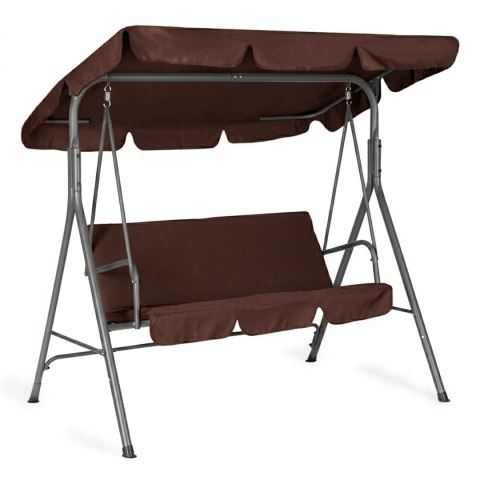 Huśtawka ogrodowa 3-osobowa bujana wolnostojąca stalowa brązowa MultiGarden
