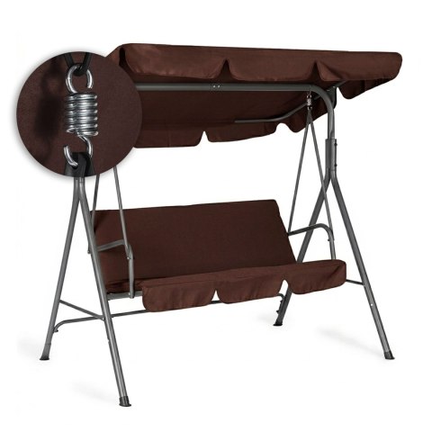 Huśtawka ogrodowa 3-osobowa bujana wolnostojąca stalowa brązowa MultiGarden